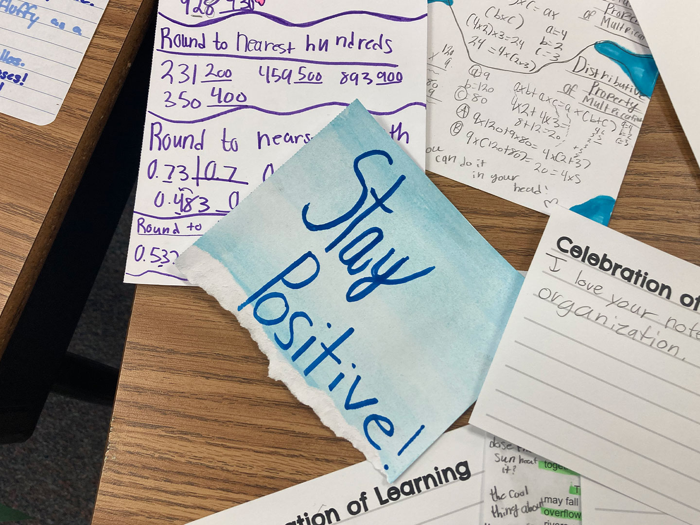 An example of student feedback during an Exhibition of Learning. Feedback is taught to be encouraging and celebratory.